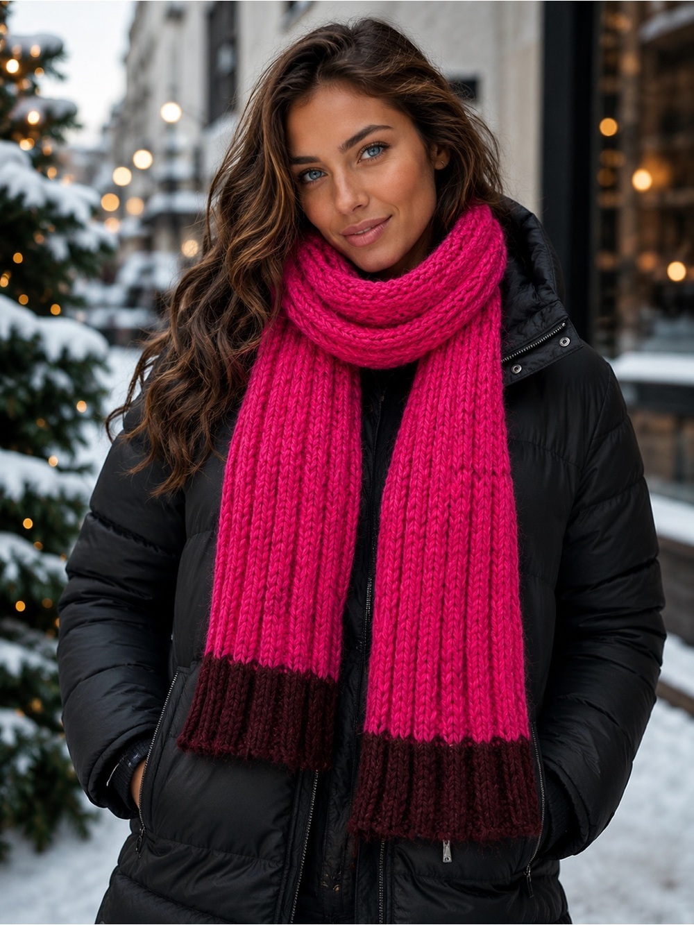 NWT Hollister Hot Pink Chunky knit Winter scarf